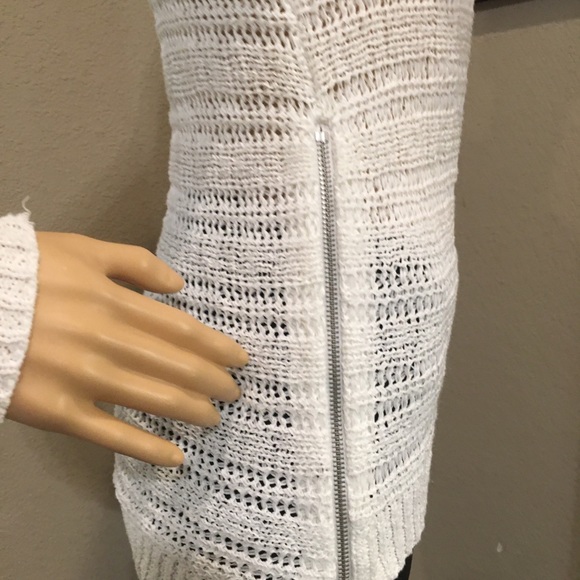 MICHAEL KORS Knit Pullover Sweater White Silver Side Zippers Women's X-Small - Picture 9 of 11